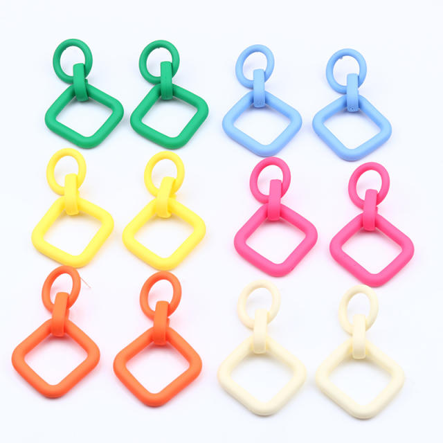 Tiktok hot sale candy color square shape earrings