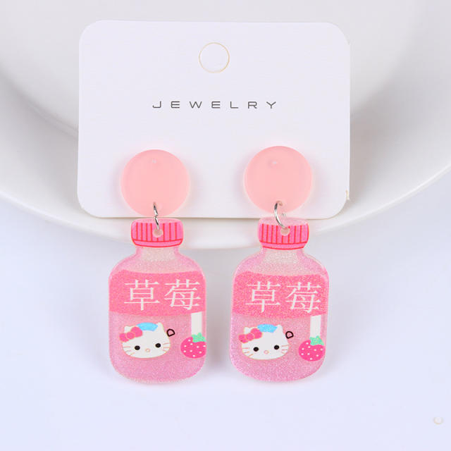 Cute cartoon drink bottle earrings