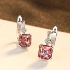 S925 pink Morganite crystal huggie earrings