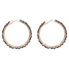 Colored glass crystal statment hoop earrings