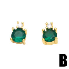 Concise emerald ear studs