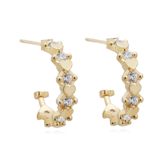 Rainbow color cz unique real gold plated huggie earrings