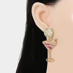 Hawaiian boho geometric fruit wine glass earrings