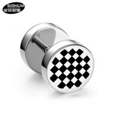Pentagram titanium dumbbell black earings