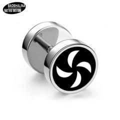 Pentagram titanium dumbbell black earings
