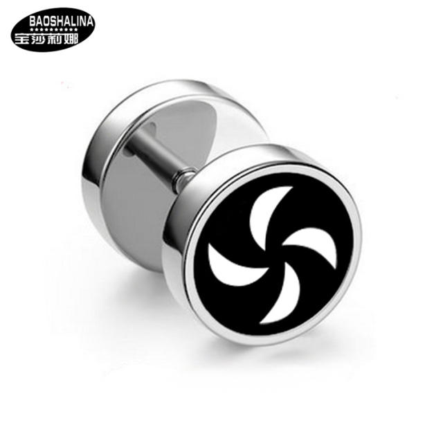 Pentagram titanium dumbbell black earings