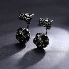Black CZ setting tiny bow ball jacket earrings