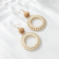 Boho straw earrings for women