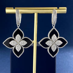 Classic rhinestone clover colorful dangle earrings