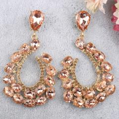 Elegant colorful glass crystal hollow drop earrings