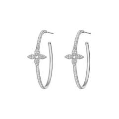 Classic diamond clover open hoop earrings