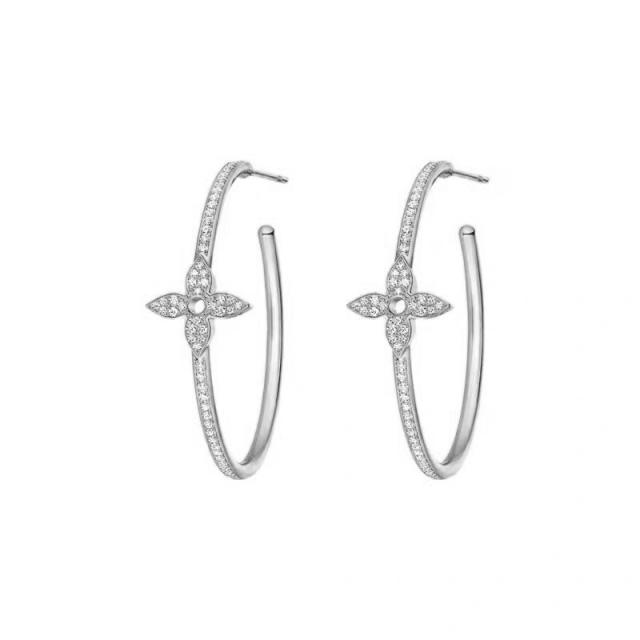 Classic diamond clover open hoop earrings