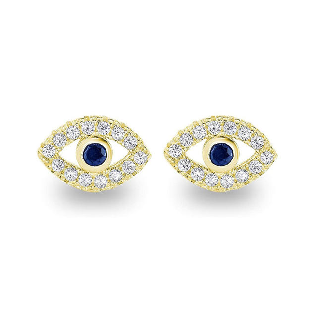 S925 sterling silver evil eye ear studs