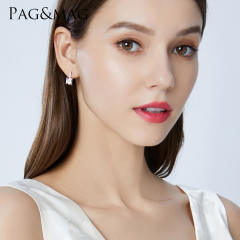 S925 pink Morganite crystal huggie earrings