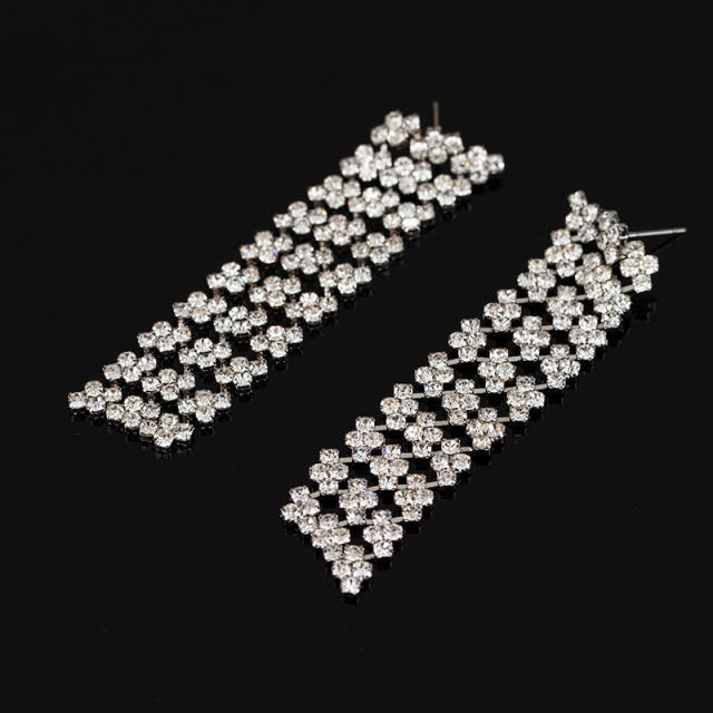 Delicate rhinestone long earrings