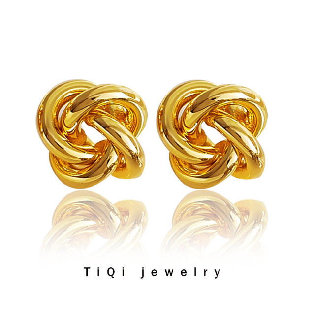 S925 sterling silver needle twisted ear studs