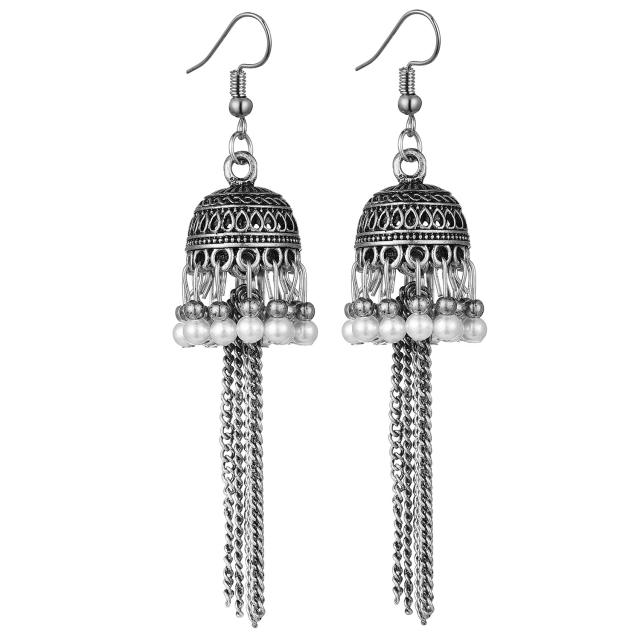 Boho chain tassel jhumka earrings for women