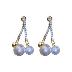 Rhinestone pearl elegant jacket earrings
