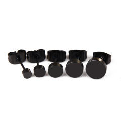 Black titanium steel punk unisex earrings