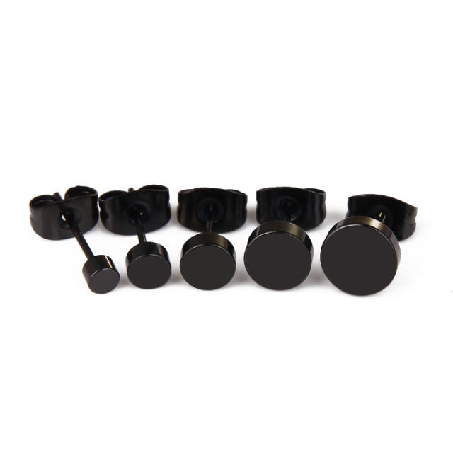 Black titanium steel punk unisex earrings
