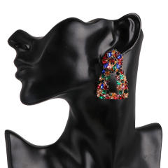 Geometric shape glass crystal statement dangle earrings