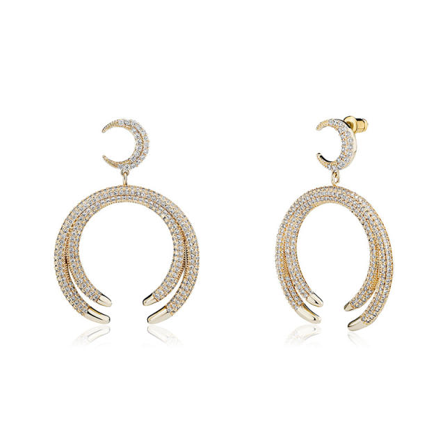 Hip hop zircon u-shaped earrings