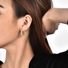 Vintage twisted real gold plated huggie earrings
