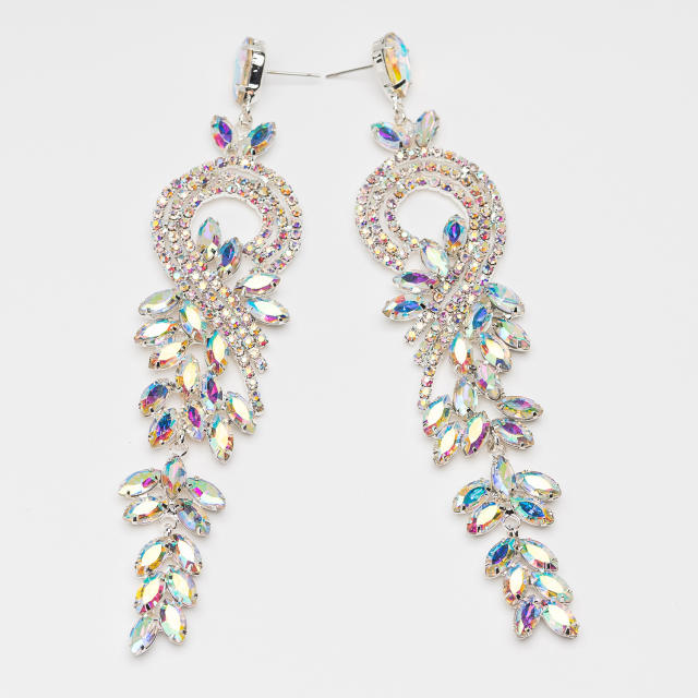 Luxury glass crystal rhinestone pave setting bridal earrings