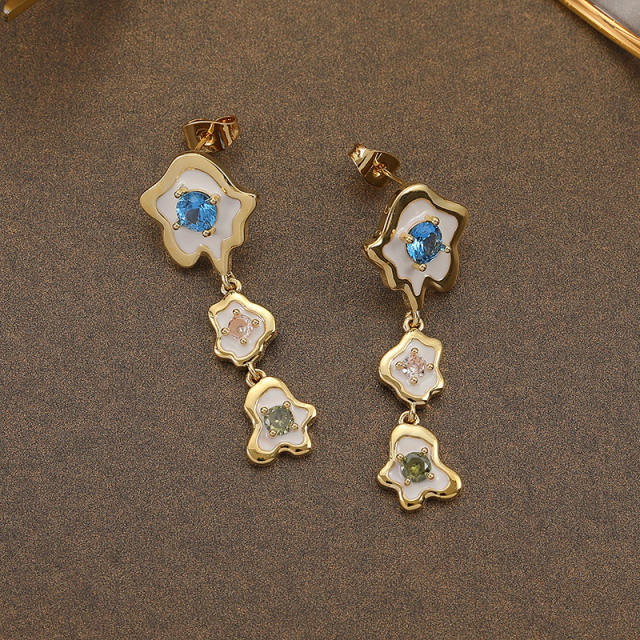 INS korean fashion cubic zircon dangle earrings