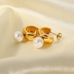 18KG stainless steel pearl ear studs