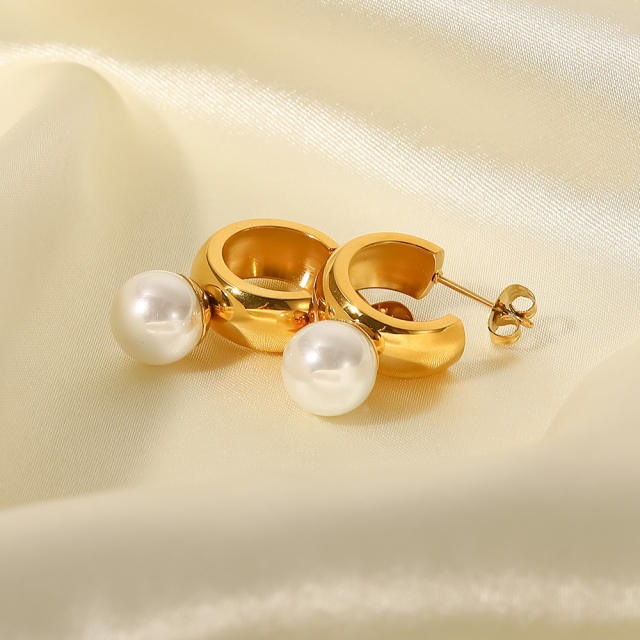 18KG stainless steel pearl ear studs