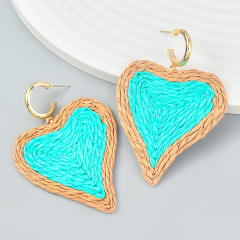 INS straw heart colorful earrings