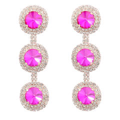 Round shape color glass crystal dangle earrings