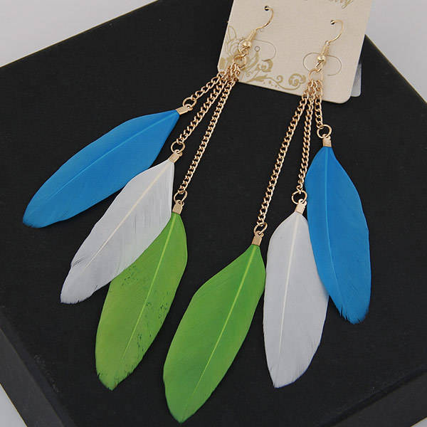 Personality feather tassel earrings