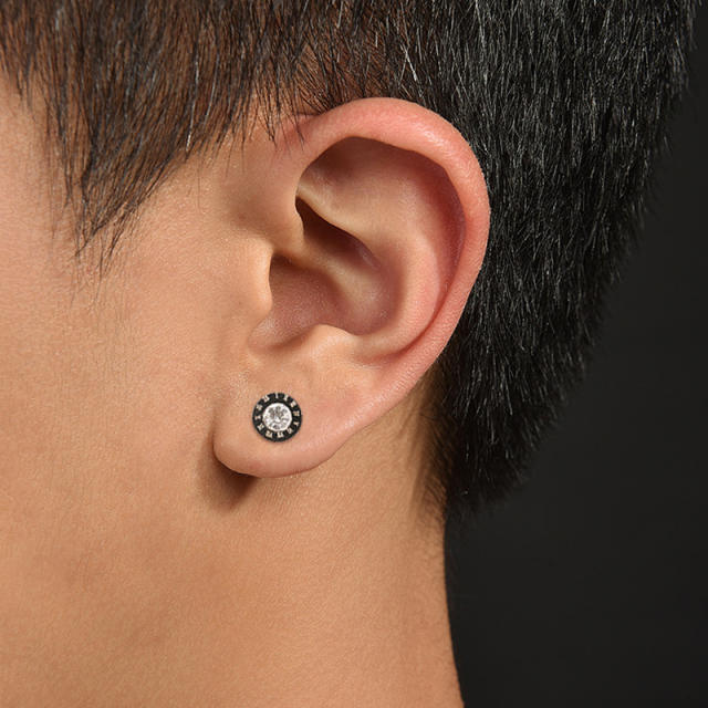 Black titanium steel earrings