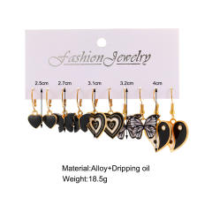 Black color heart butterfly taichi earrign set