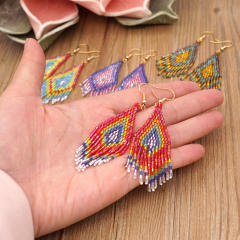 Boho handmade beaded tassel earrings