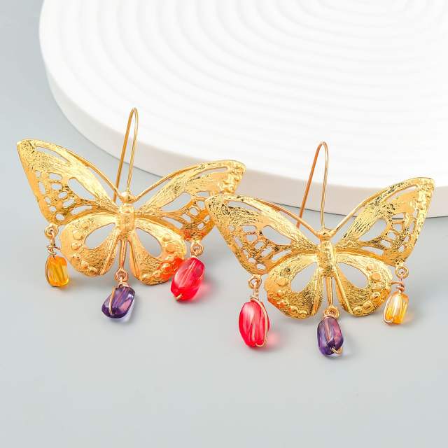 Vintage gold color butterfly earrings