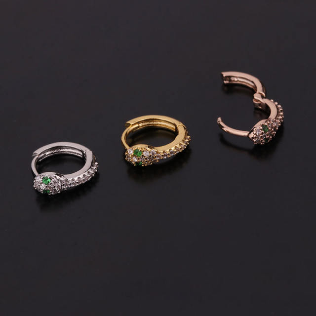 Creative cubic zircon snake women huggie earrings