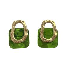 925 needle color resin square shape ear studs