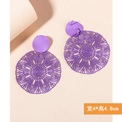 Chinse trend hollow metal creative earrings for women
