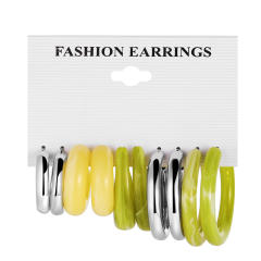 Green color hoop earrings set