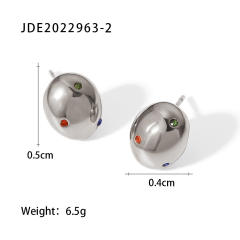 14KG stainless steel oval shape ear studs