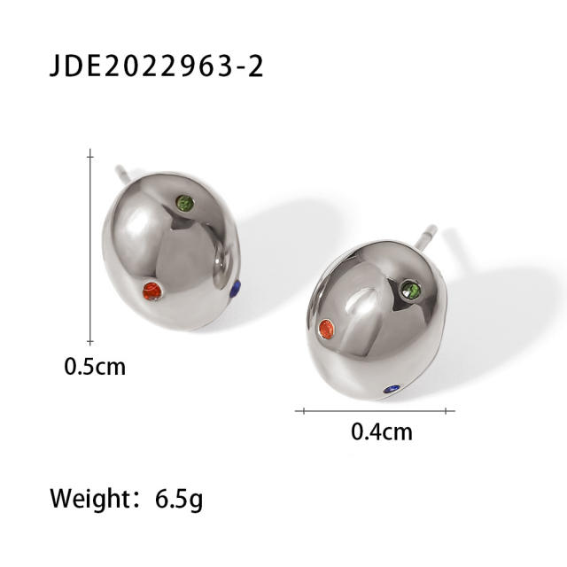 14KG stainless steel oval shape ear studs