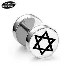 Pentagram titanium dumbbell black earings