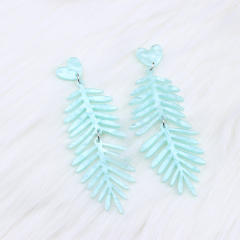 Boho colorful acrylic leaf dangle earrings