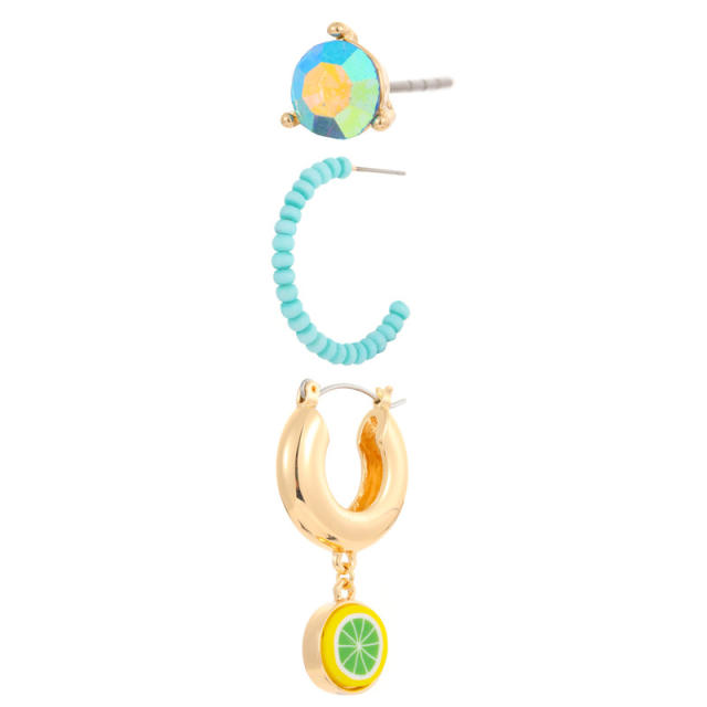 Cute fruit color seed beads earrings set 3pcs