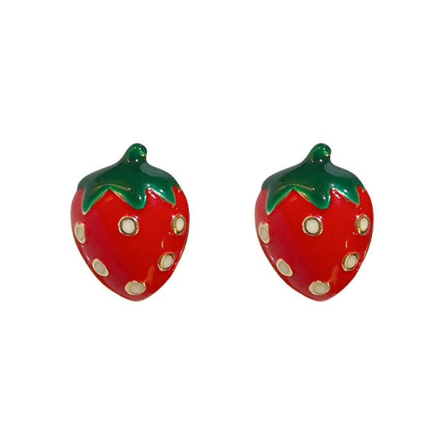 Sweet strawberry summer ear studs