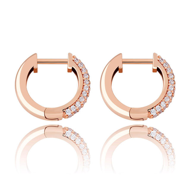Hip hop zircon huggie earrings