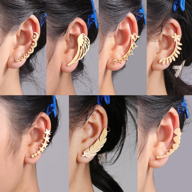 Personality gold colro stainless steel ear climber
